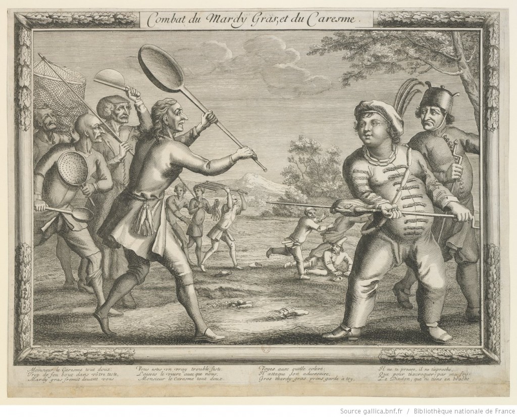 Combat du Mardy gras et du Caresme - estampe du XVIIe siècle